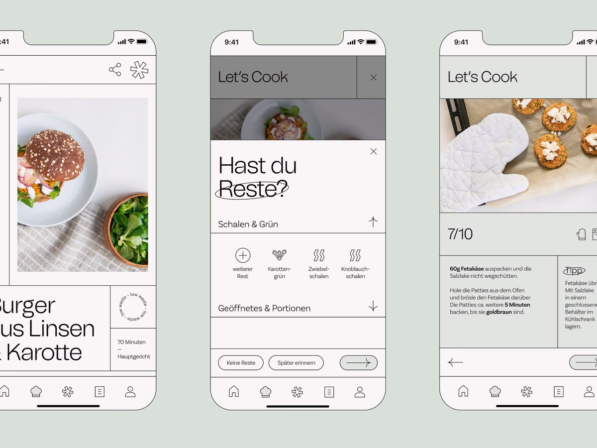 Large editorial lettering "maßlos" set above an app screen with an anti-waste campaign.